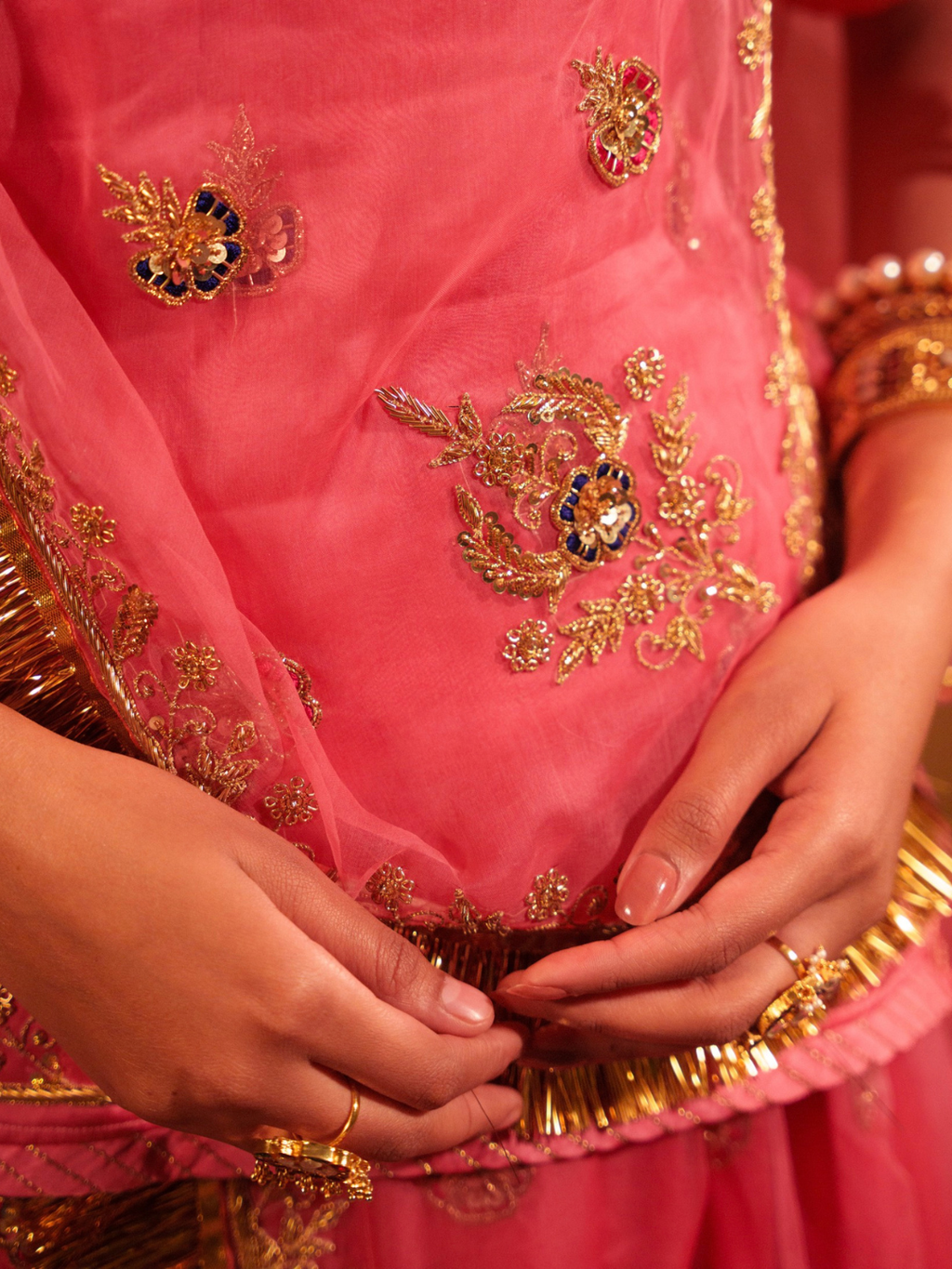 Pink Satin Rajputi Poshak With Pure Odhna