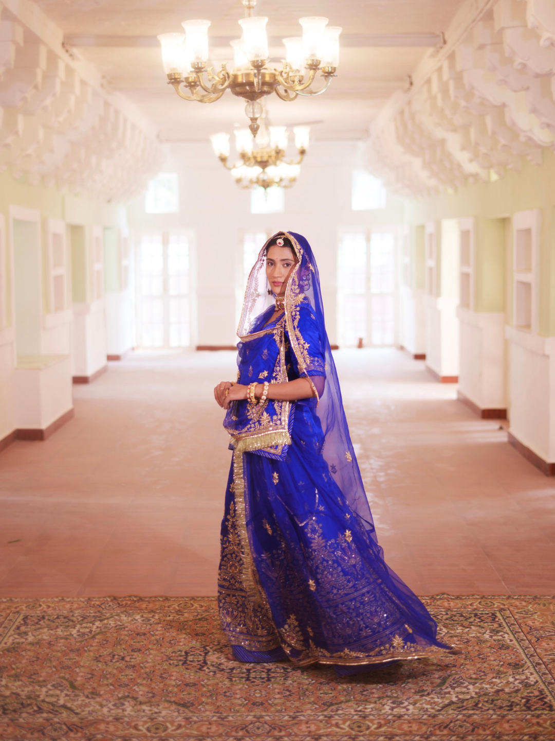 Royal Blue Silk Poshak – Gold Zari
