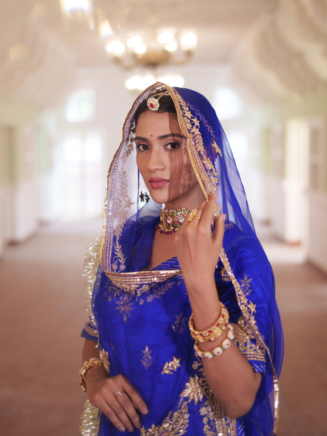 Royal Blue Silk Poshak – Gold Zari