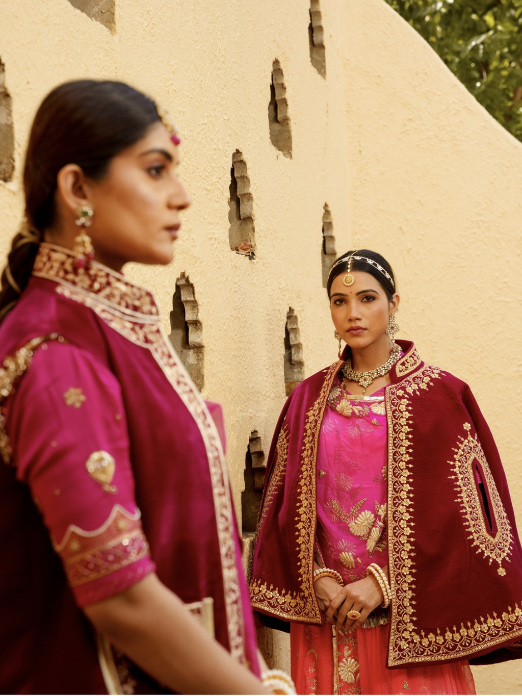 Deep Red Velvet Jacket – Embroidered