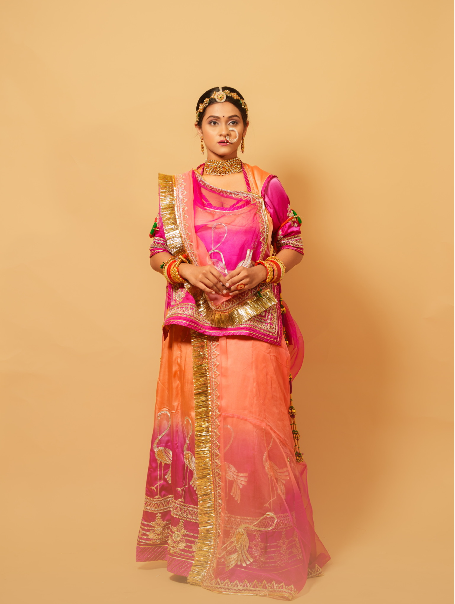 Shaded Rajputi Poshak With Pure Odhna