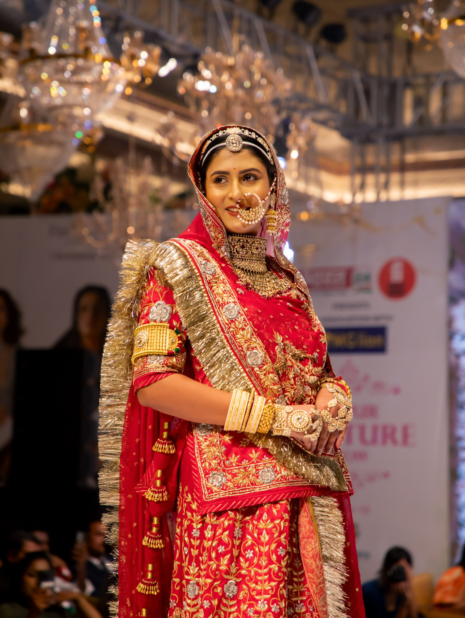 Pure Satin Red Bridal Poshak With Pure Odhna