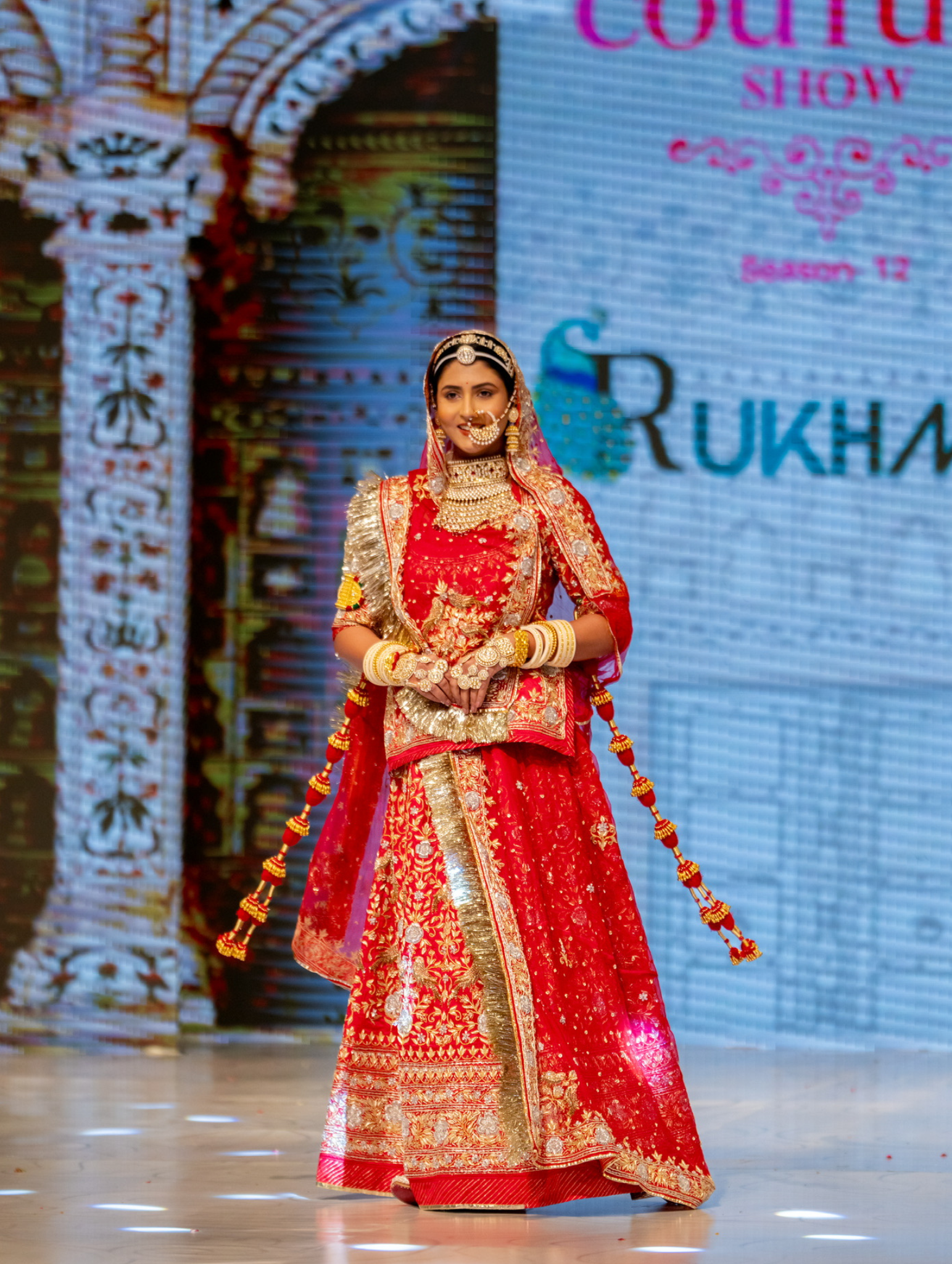 Pure Satin Red Bridal Poshak With Pure Odhna