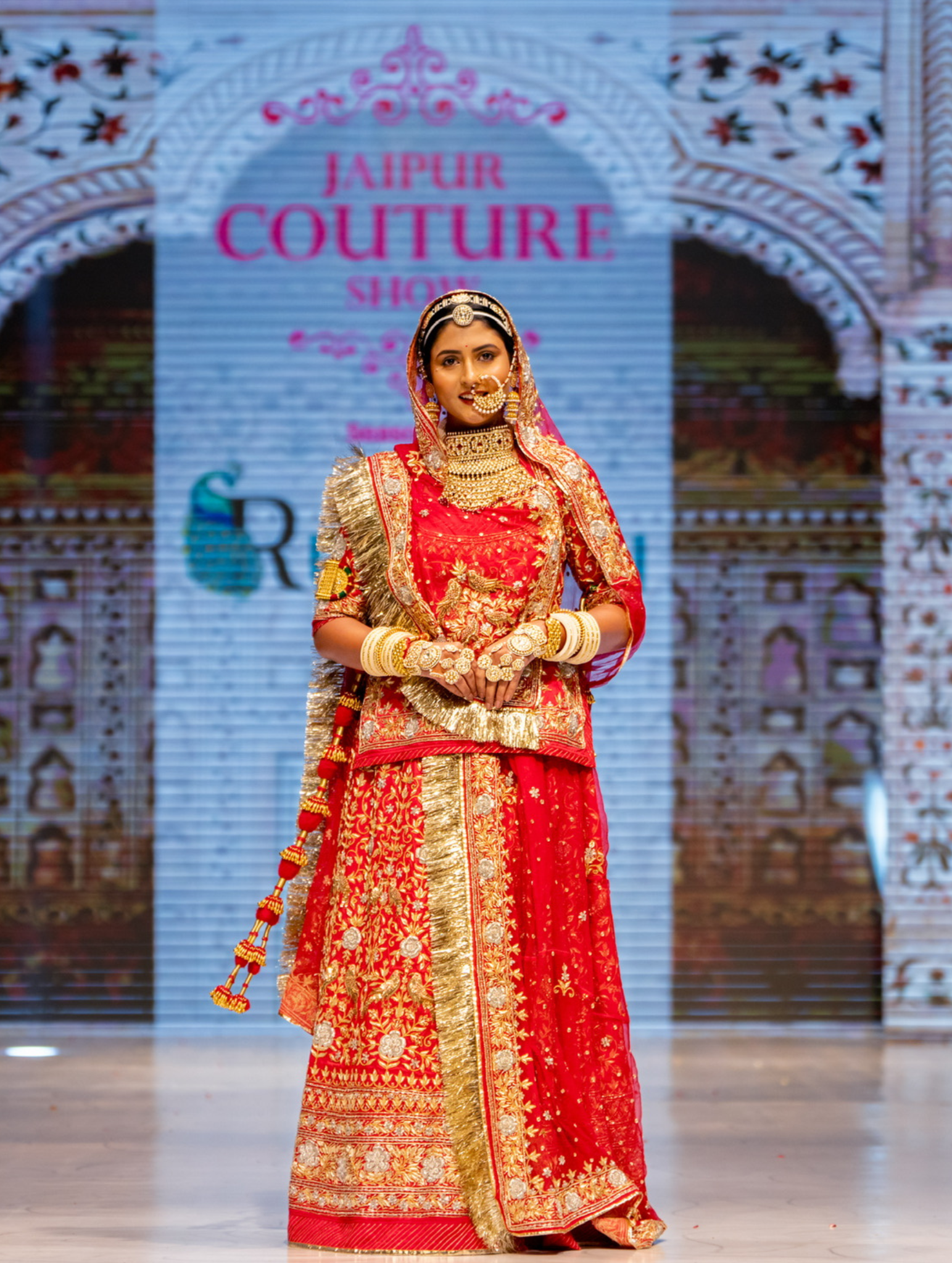 Pure Satin Red Bridal Poshak With Pure Odhna