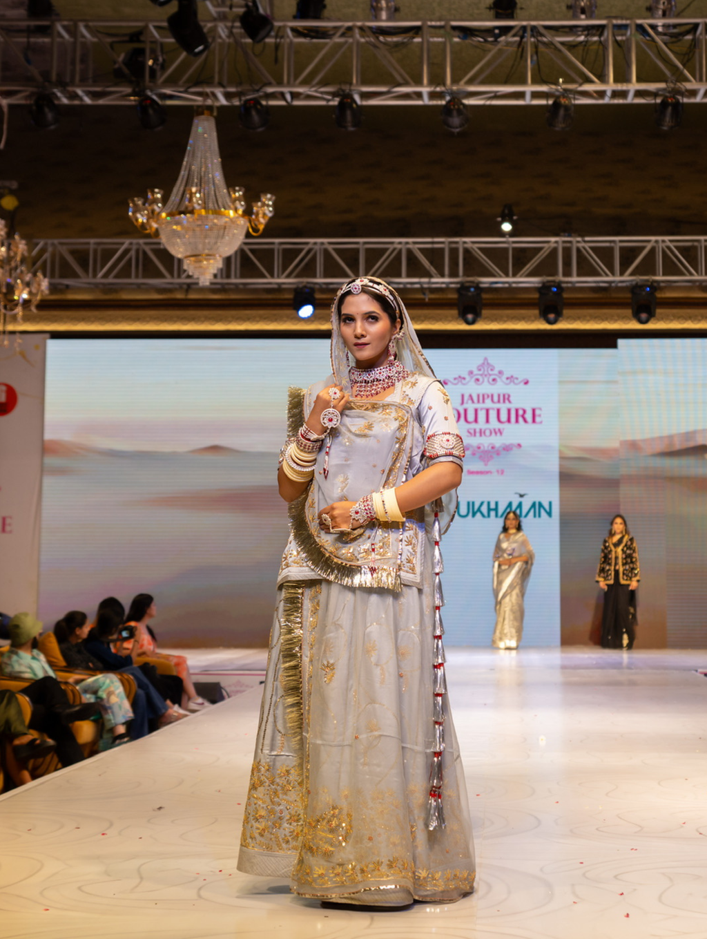 Satin Rajputi Poshak With Sequin And Zardozi Work