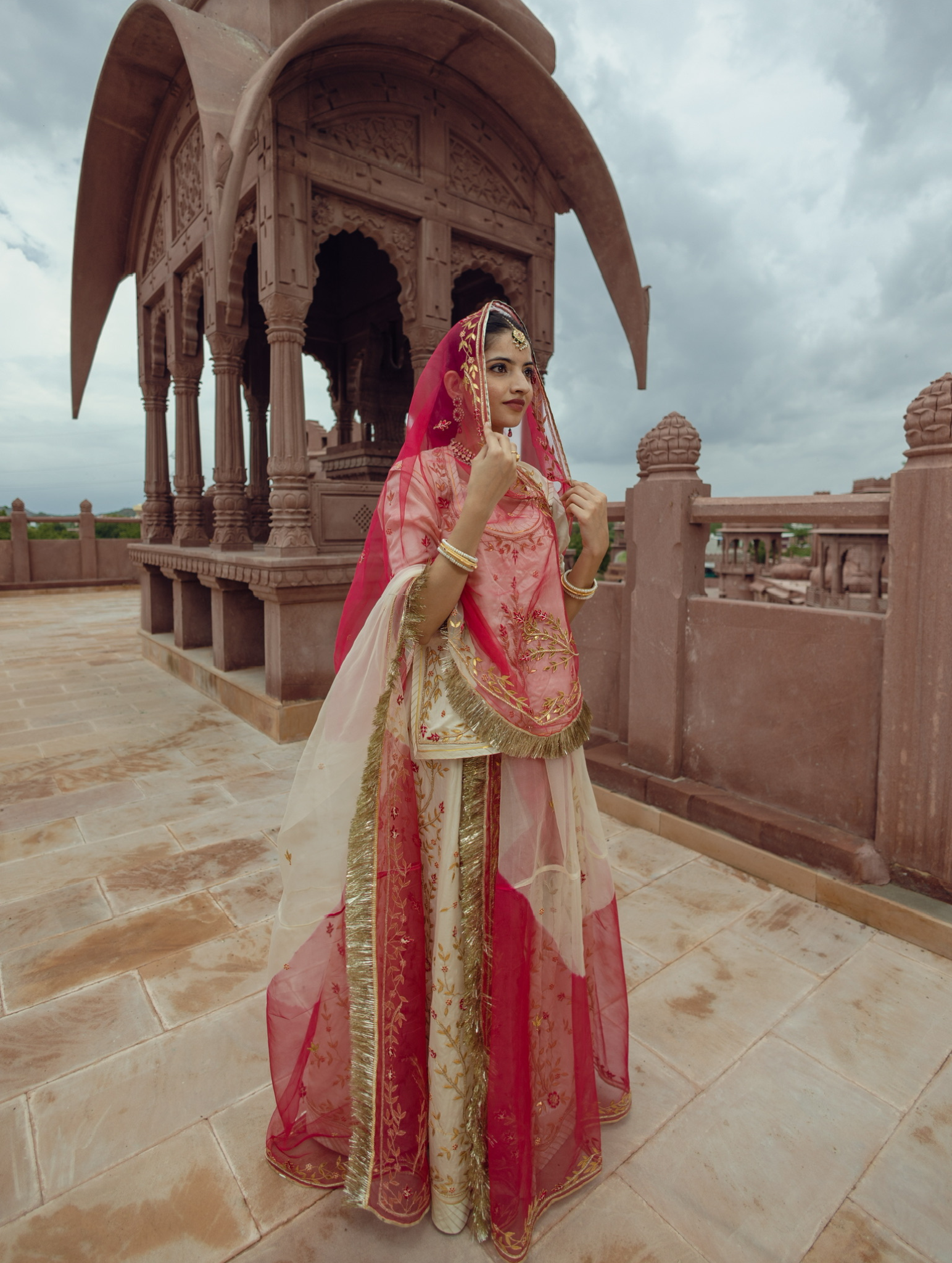 Satin Rajputi Poshak With Pure Odhna