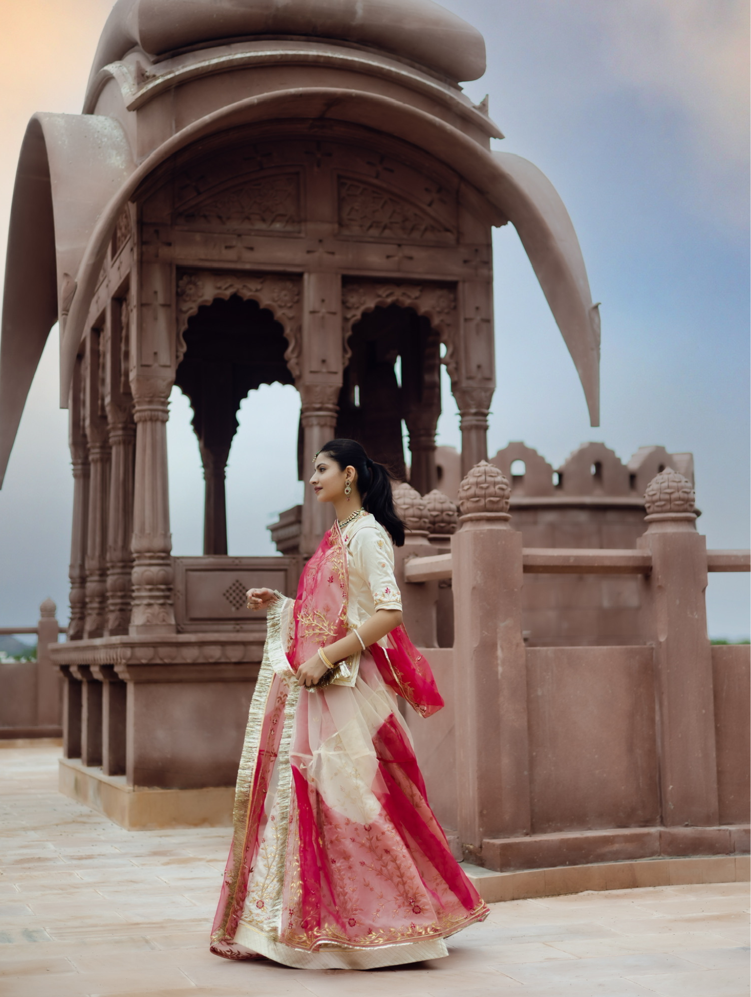 Satin Rajputi Poshak With Pure Odhna