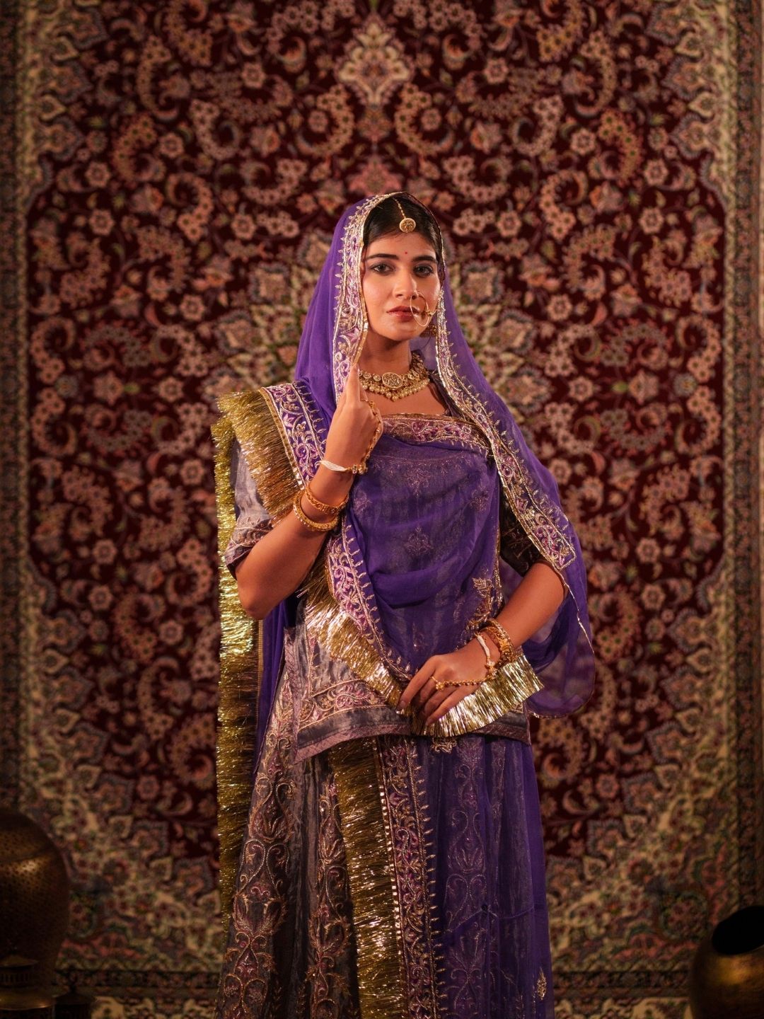 Royal Purple Rajputi Poshak – Embroidered