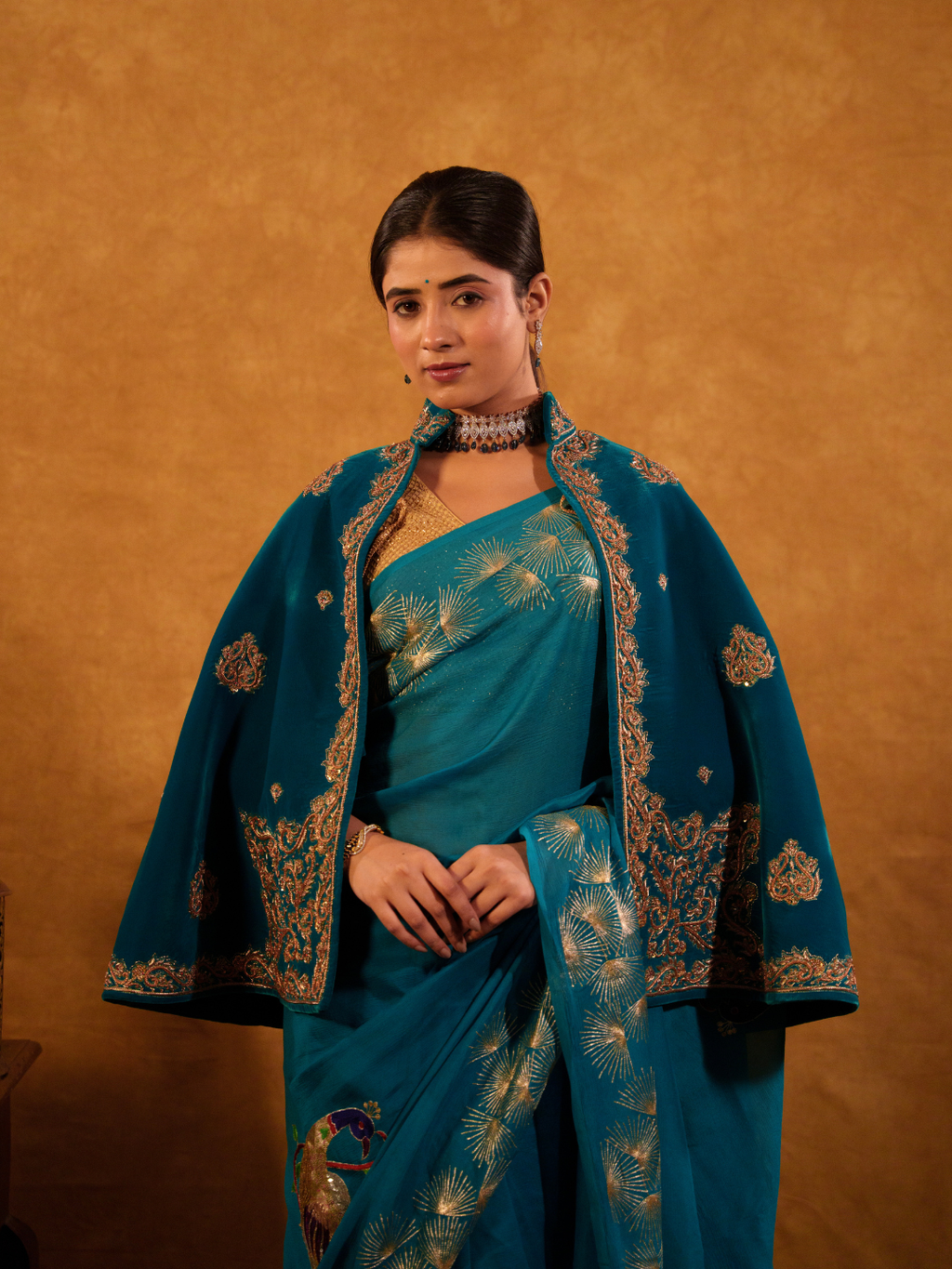 Makhmal Jacket With Gold Zardozi Work
